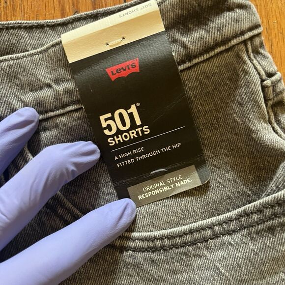 Levi’s 501 High Rise Original Denim Cut-Off Shorts Washed Black Size 30 NWT - Picture 3 of 13
